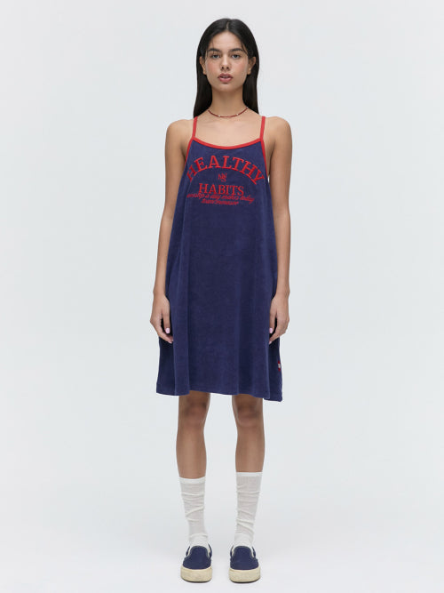 MENASOO SUMMER BASIC TERRY STRAP ONEPIECE - 2 COLORS NAVY
