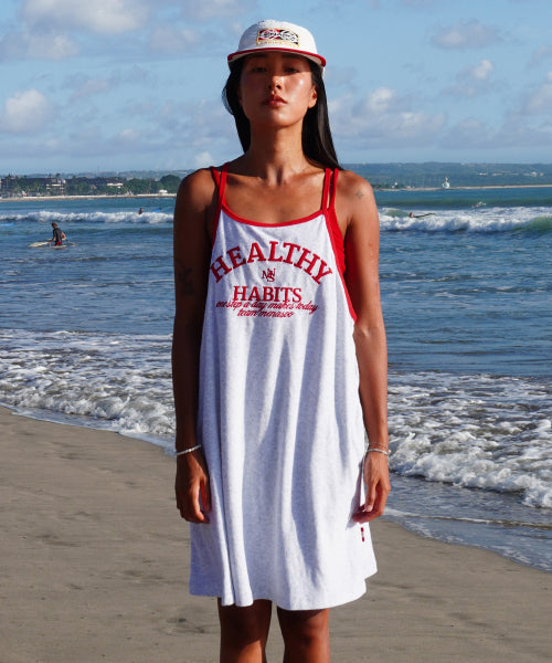 MENASOO SUMMER BASIC TERRY STRAP ONEPIECE - 2 COLORS GREY