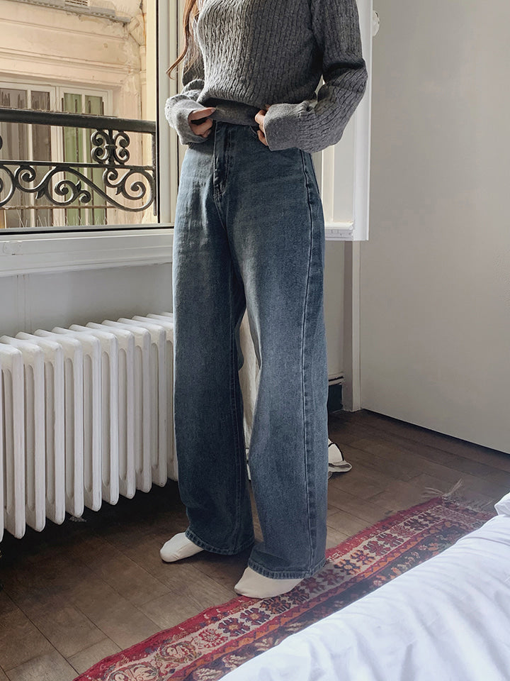 TODAY WIDE DARK-BLUE DENIM PANTS