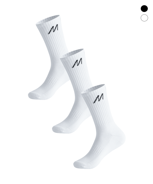 3-PACK STANDARD CREW SOCKS - 2 COLORS WHITE