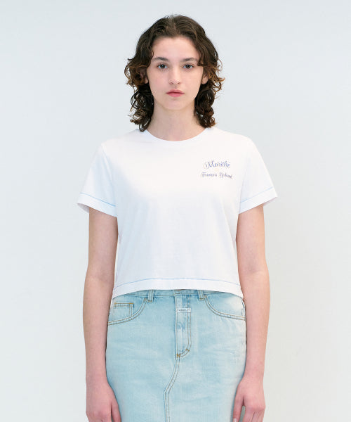 W ROLLING LOGO CROP TEE WHITE