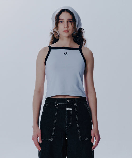 W COLOR BLOCK SQUARE NECK SLEEVELESS - 3 COLORS BLUE