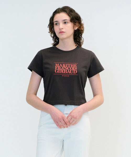 W CLASSIC LOGO CROP TEE - 11 COLORS CHARCOAL