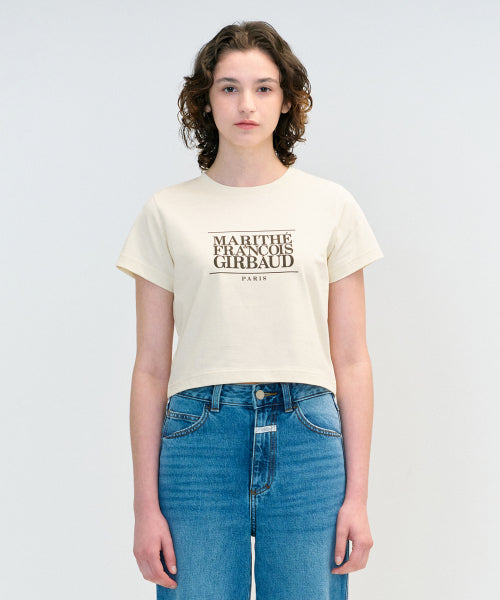 W CLASSIC LOGO CROP TEE - 11 COLORS BEIGE