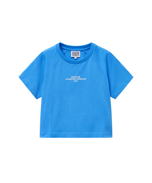 W LETTERING LOGO CROP TEE - 4 COLORS BLUE