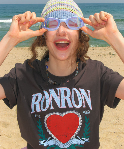 RONRON HEART LAUREL OVER FIT T SHIRT - 2 COLORS CHARCOAL
