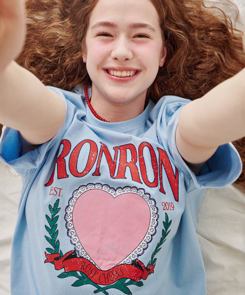 RONRON HEART LAUREL OVER FIT T SHIRT - 2 COLORS BLUE