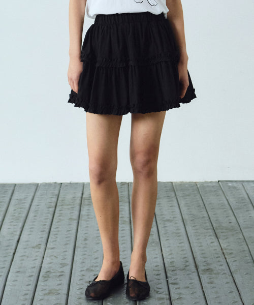 TRENDY RUFFLE MINI SKIRT #徐睿知同款! - 3 COLORS BLACK