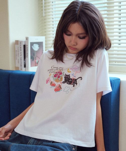 DTP CROP SHORT SLEEVE TEE WHITE
