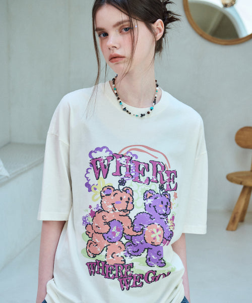EVERYWHERE TEDDY SHORT SLEEVE TEE - 2 COLORS CREAM