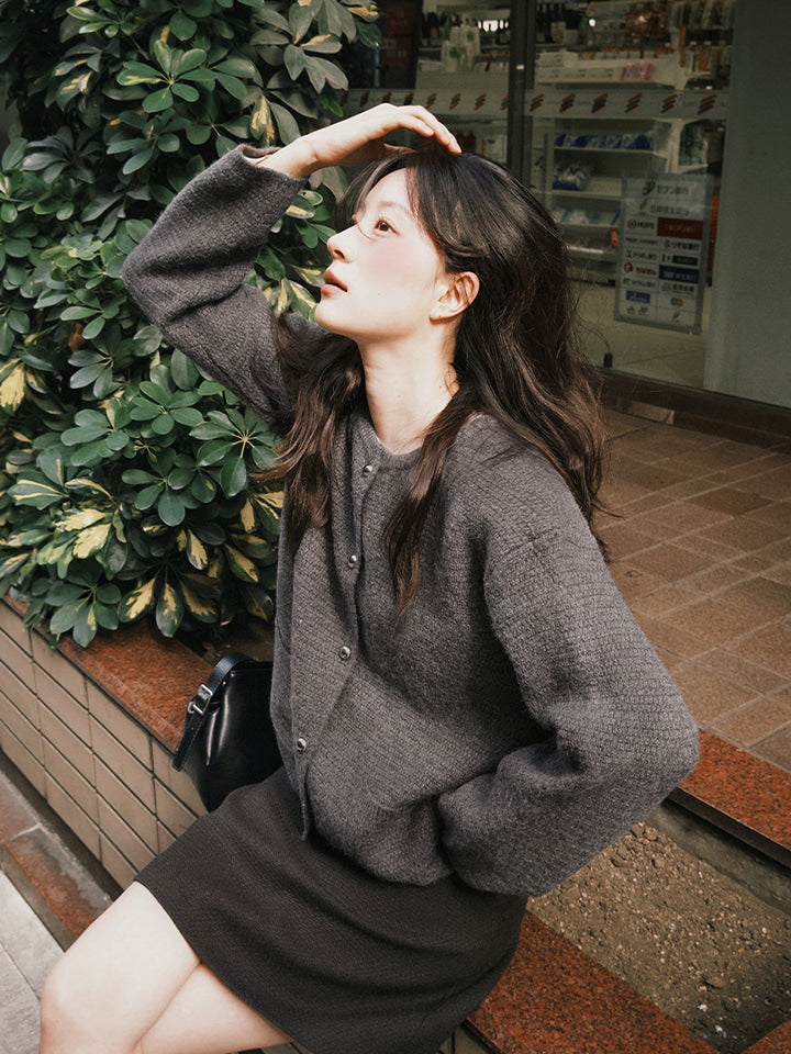 AINA TWEED KNIT CARDIGAN - 3 COLORS