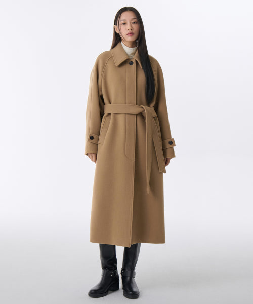 WOMENS CASHMERE BLEND BALMACAAN ROBE COAT #韓韶禧同款! - 8 COLORS CAMEL