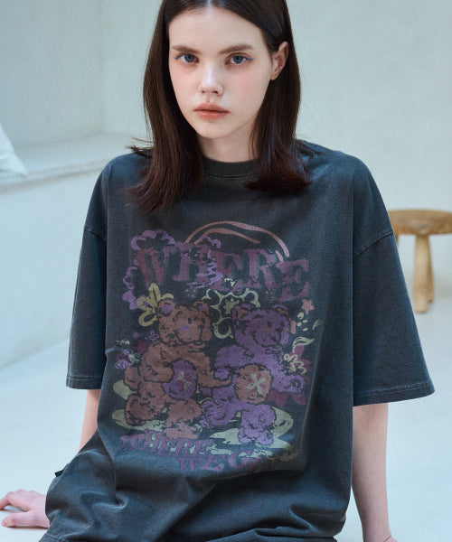 EVERYWHERE TEDDY SHORT SLEEVE TEE - 2 COLORS BLACK