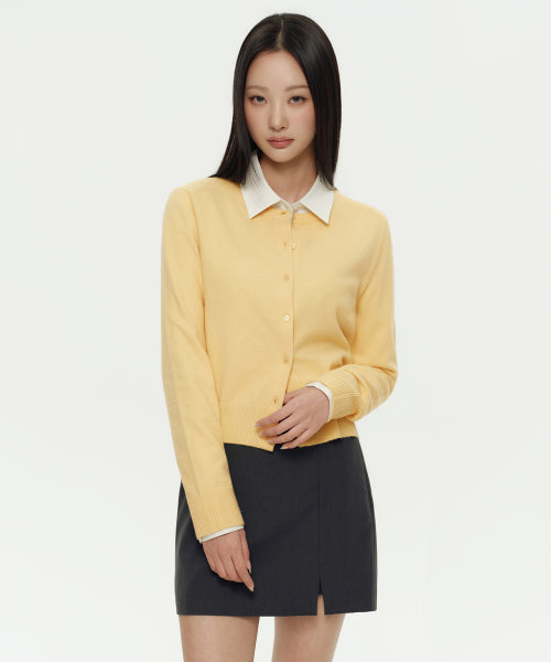 WOMEN'S ESSENTIAL ROUND NECK CARDIGAN - 9 COLORS BUTTER