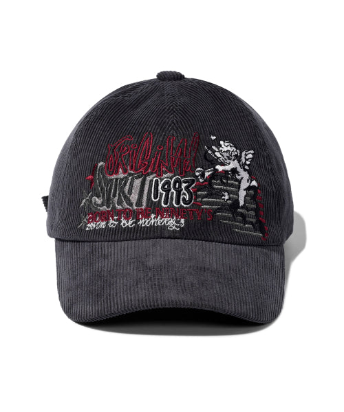 ANGEL CORDUROY BALL CAP - 4 COLORS CHARCOAL