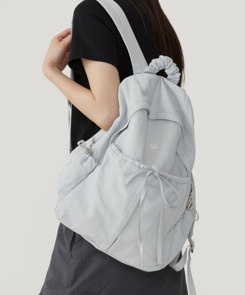 WOMEN CLOVER HEART SHIRRING NYLON BACKPACK - 5 COLORS BLUE