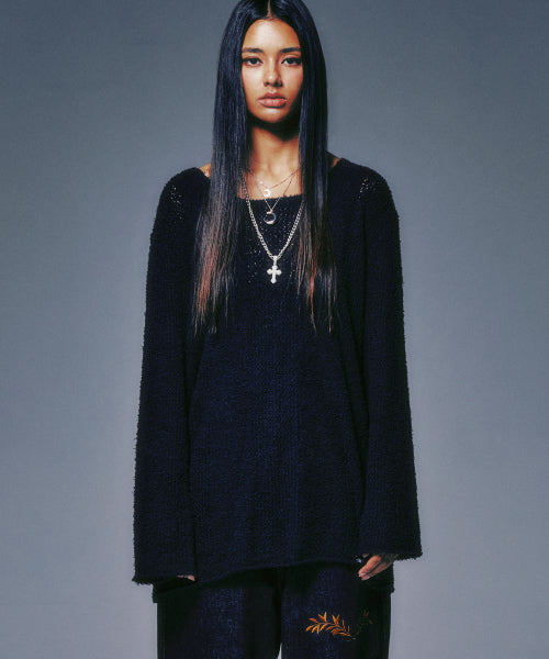 U-NECK SHEER KNIT BLACK - 2 COLORS