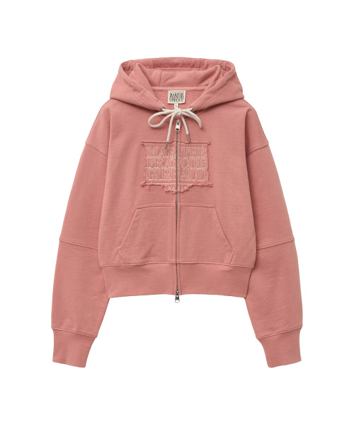 W CLASSIC LOGO CROP HOODIE ZIPUP PINK