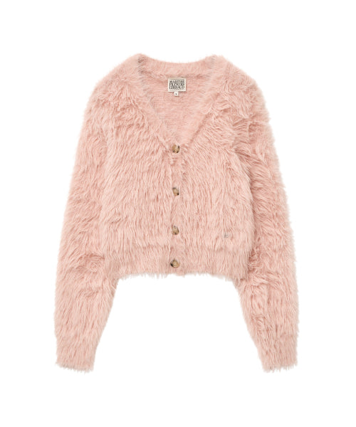 W V NECK CROP CARDIGAN - 2 COLORS BABY PINK