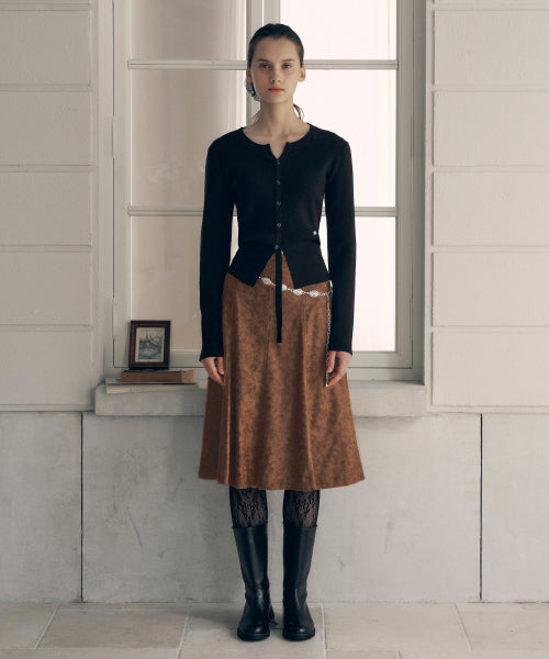 SUEDE MERMAID SKIRT DEEP BROWN