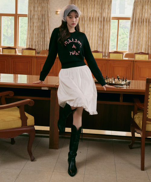 PEASANT MIDI SKIRT - 2 COLORS WHITE