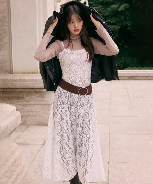 LACE LAYERED ONEPIECE WHITE