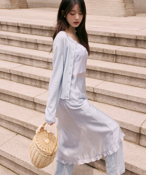 SHEER EMBROIDERY BUSTIER ONEPIECE - 2 COLORS BLUE