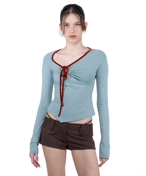 ZEN VELVET TRIMMING TOP - 3 COLORS BLUE