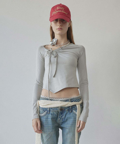 ZEN VELVET TRIMMING TOP - 3 COLORS GREY
