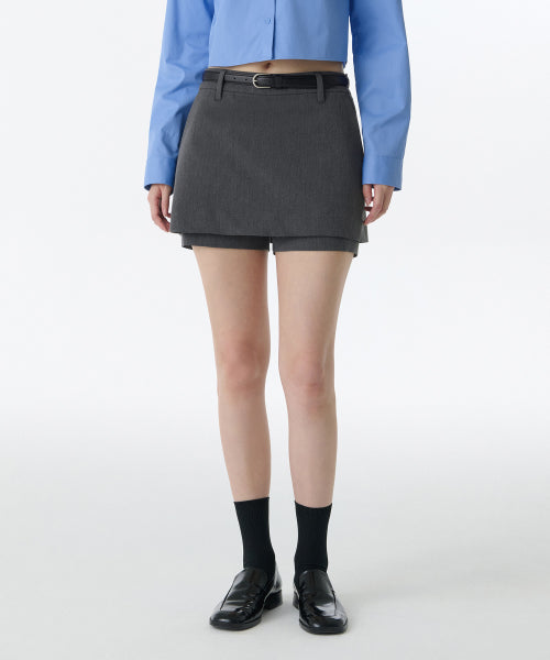 WOMENS LAYERED MINI SKORT #韓韶禧同款! - 4 COLORS GREY