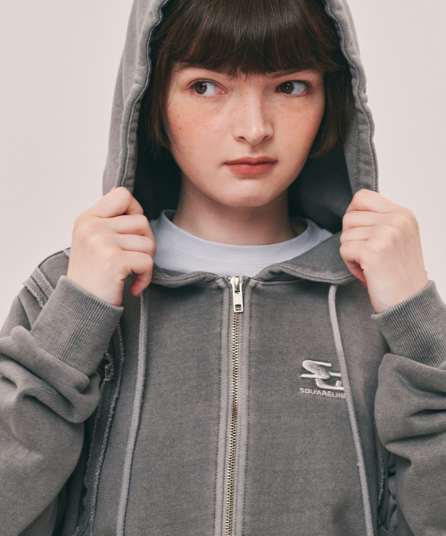 LINE CUT OFF 2WAY HOOD ZIP-UP BAG - 3 COLORS GREY