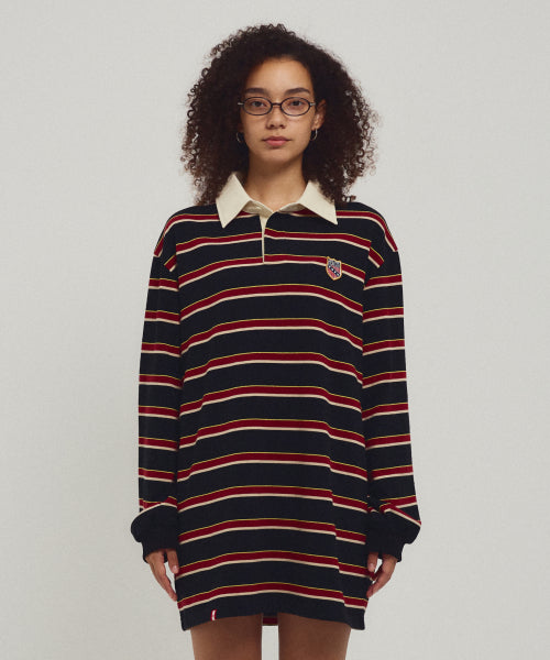 MENASOO STRIPE RUGBY T SHIRT - 3 COLORS BLACK