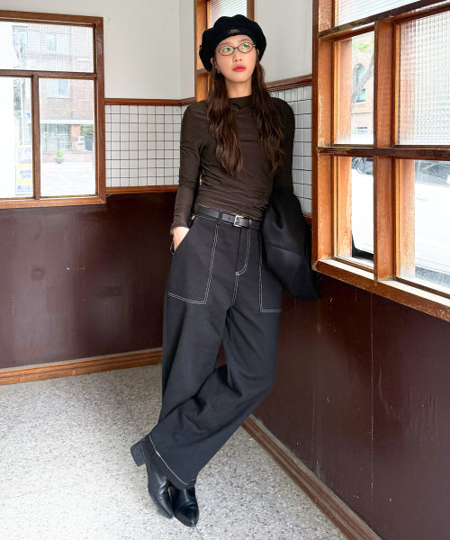 WASHING COTTON WORK PANTS - 3 COLORS BLACK