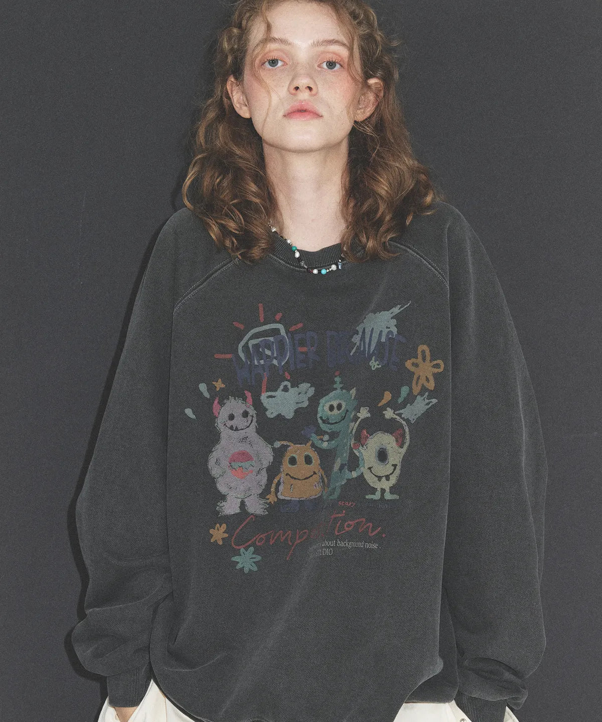 Happy Day Pigment Sweatshirt Smoke Black