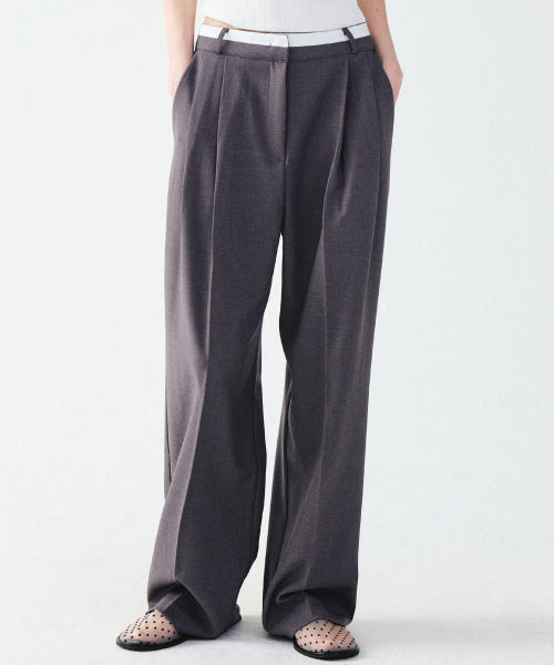 DOUBLE WAISTBAND SLACKS #徐睿知同款! - 2 COLORS AS SHOWN