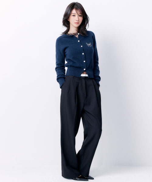 DOUBLE WAISTBAND SLACKS #徐睿知同款! - 2 COLORS BLACK