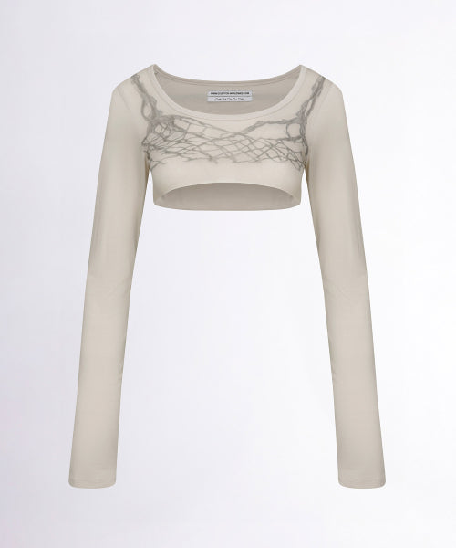 MICRO UNDERBOOB TEE STRIPE - 3 COLORS BEIGE