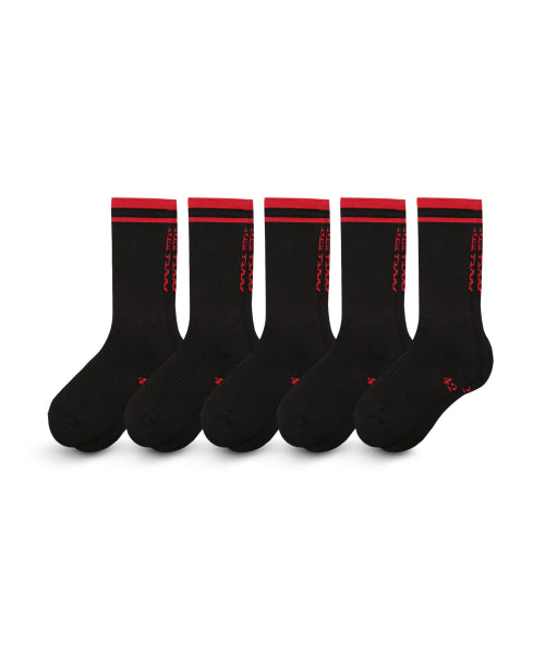 [5 PACK] RUNNING CREW FLOGGER FIT SOCKS - 3 COLORS BLACK