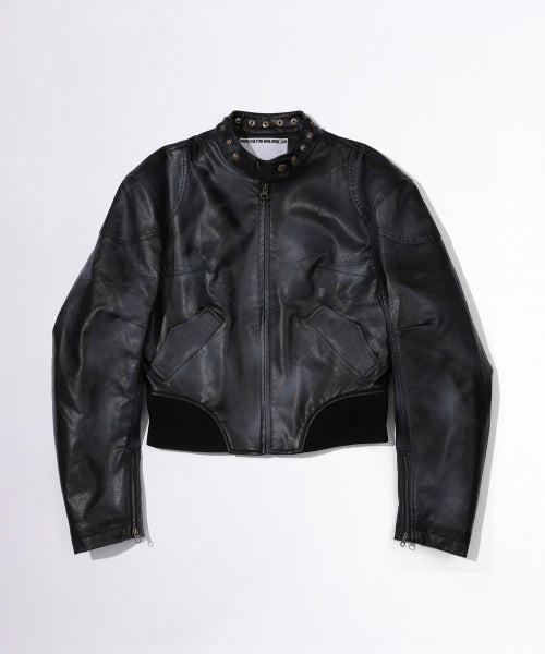 EMBOSS FAUX LEATHER BOMBER SAGE - 3 COLORS BLACK