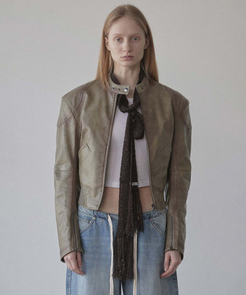 EMBOSS FAUX LEATHER BOMBER SAGE - 3 COLORS AS SHOWN