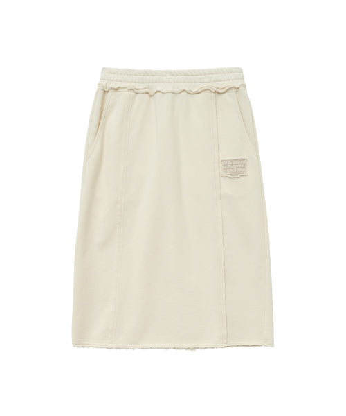 W CLASSIC LOGO DENIM PATCH SWEAT SKIRT LIGHT HEATHER - 2 COLORS IVORY