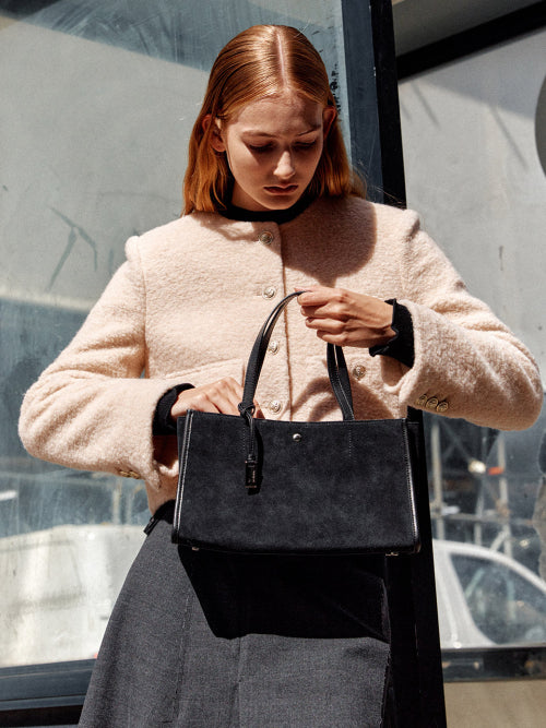 LUNA TOTE BAG SUEDE BLACK