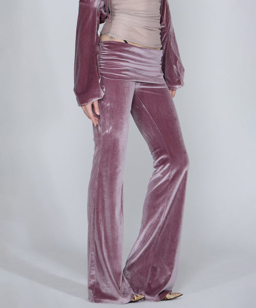 VELVET SHIRRING LOWRISE PANTS - 3 COLORS BROWN