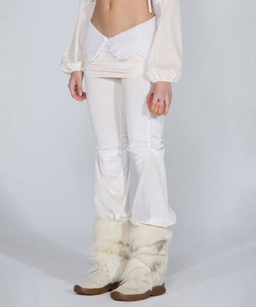 VELVET SHIRRING LOWRISE PANTS - 3 COLORS AS SHOWN