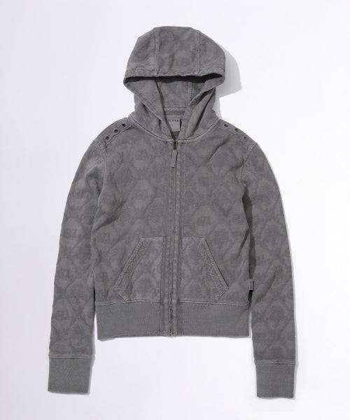 JACQUARD HOODIE ZIP UP - 4 COLORS CHARCOAL