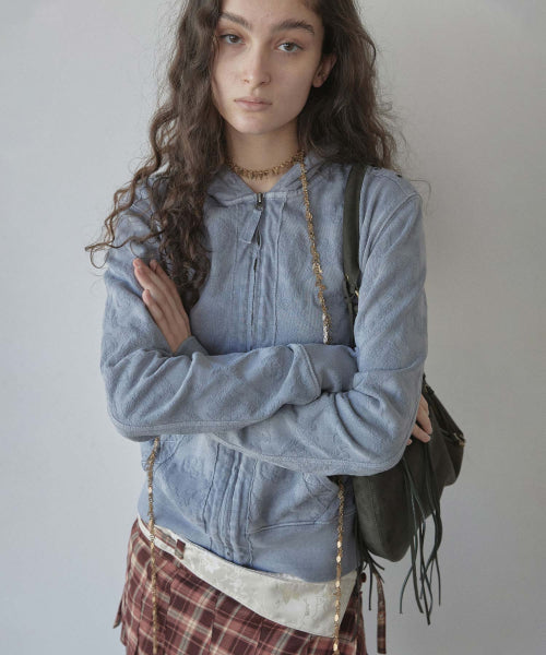 JACQUARD HOODIE ZIP UP - 4 COLORS BLUE