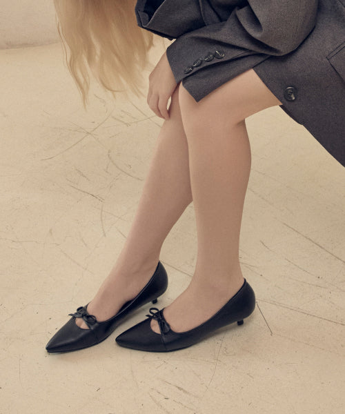 RIBBON KITTEN HEEL TEAL