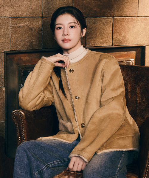 W REVERSIBLE SHEARLING JACKET BEIGE
