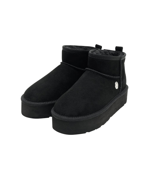 W CIRCLE LOGO PLATFORM SUEDE SHORT BOOTS - 2 COLORS BLACK