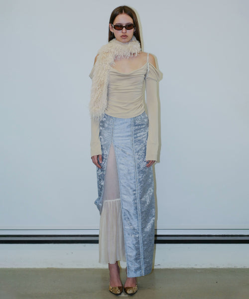 JACQUARD LAYERED SKIRT - 2 COLORS BLUE